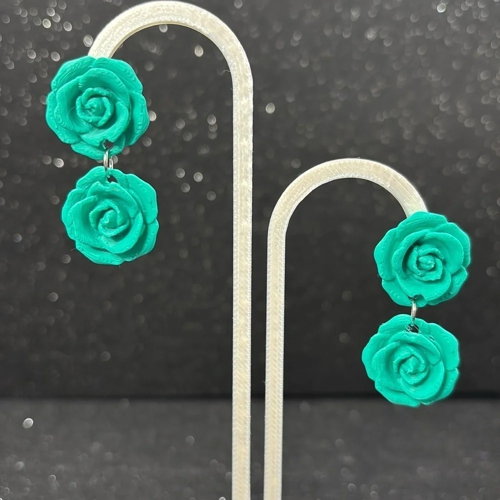 Green Floral Earrings